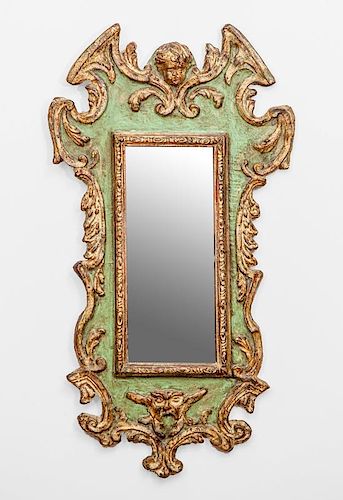 Venetian Rococo Style Painted and Parcel-Gilt Small Mirror