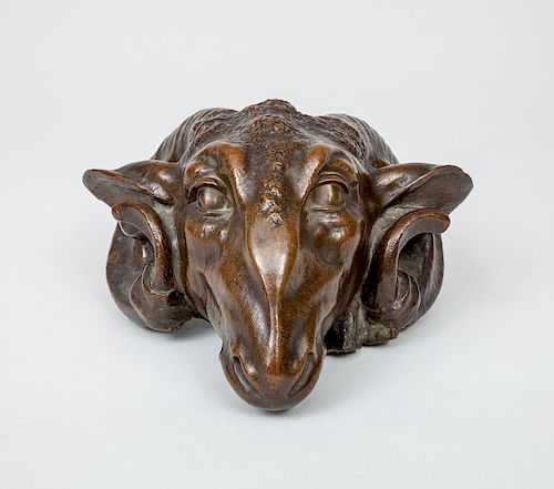 Bronze Ram-Head Table Decoration