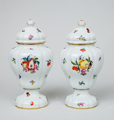 Pair of Herend Porcelain Covered Urns