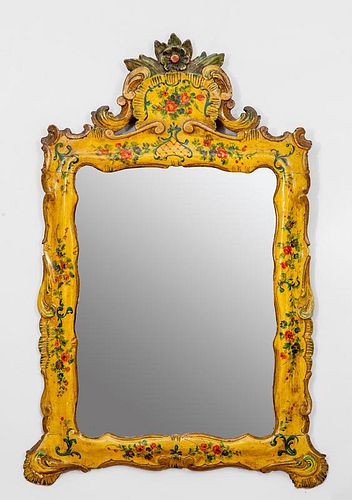 Venetian Rococo-Style Painted and Parcel-Gilt Mirror