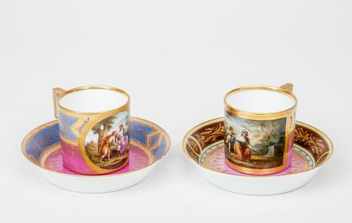 Two Vienna Porcelain Pictoral Cups and Saucers
