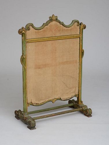 Italian Rococo Painted and Parcel-Gilt Fire Screen