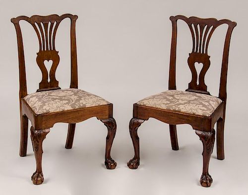 Pair of George III Carved Fruitwood Side Chairs