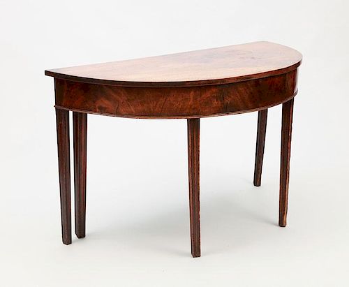 Pair of George III Mahogany Demilune Tables