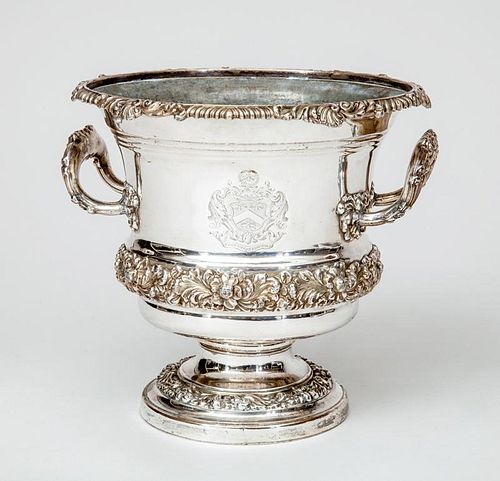 English Silver-Plated Two-Handled Campani-Form Wine Cooler