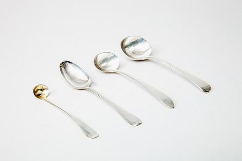 Two American Silver Ladles, a George IV (1830) Ladle and a Table Spoon
