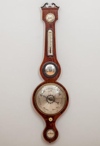 George III Inlaid Mahogany Banjo Barometer