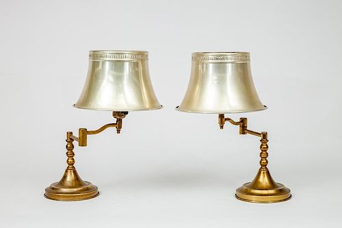 Pair of Swing-Arm Brass Lamps
