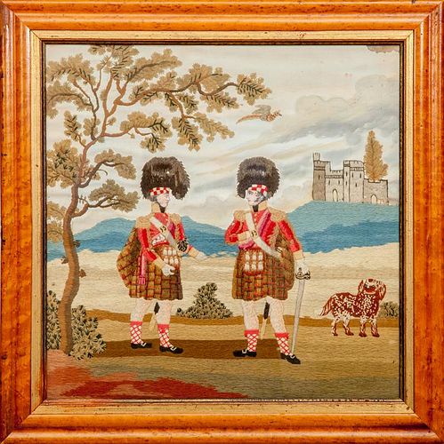 Victorian Woolwork Picture of Highlanders Picture
