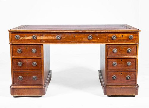 Victorian Mahogany Pedestal Writing Table
