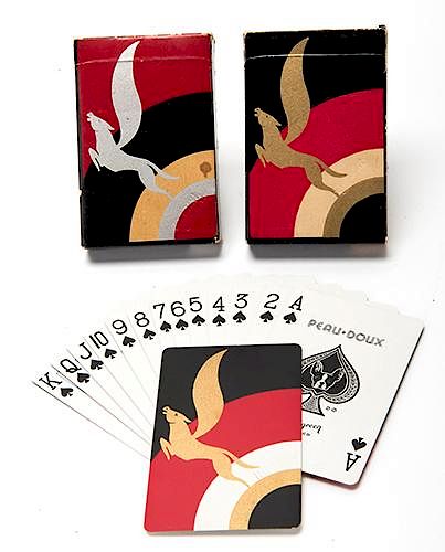 Set of Cardini's Gold and Silver Peau Doux Playing Cards
