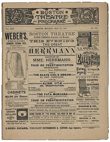 Boston Theater Program (Alexander and Adelaide Herrmann)