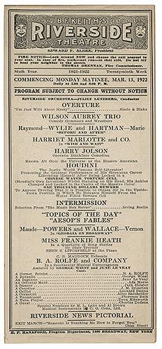 Houdini Riverside Theater Handbill