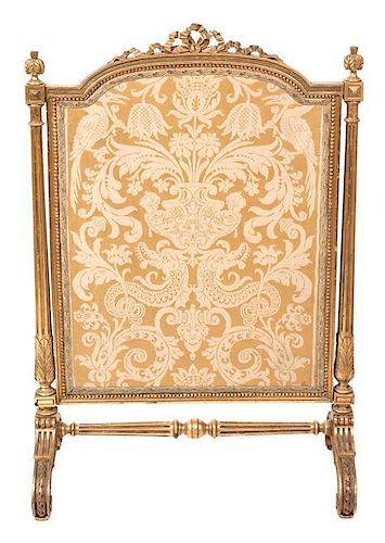 A Louis XVI Style Giltwood Fire Screen Height 41 1/2 inches.