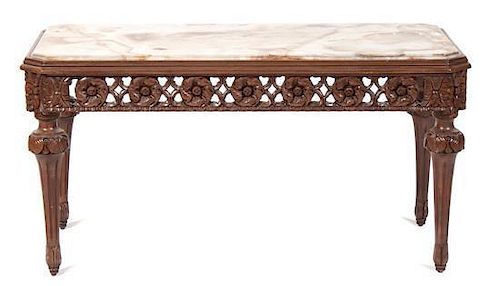 A Louis XVI Style Low Table Height 17 1/2 x width 35 x depth 17 inches.