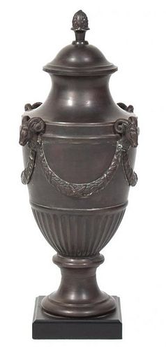 A Neoclassical Bronze Urn Height 20 1/2 inches.