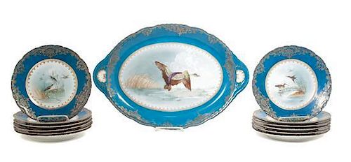 A Theodore Haviland Limoges Game Bird Set Length of platter 18 3/4 inches.