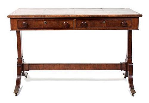 A Regency Walnut and Figured Walnut Sofa Table Height 29 inches.
