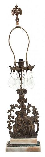 A Victorian Brass Table Lamp Height 28 inches.