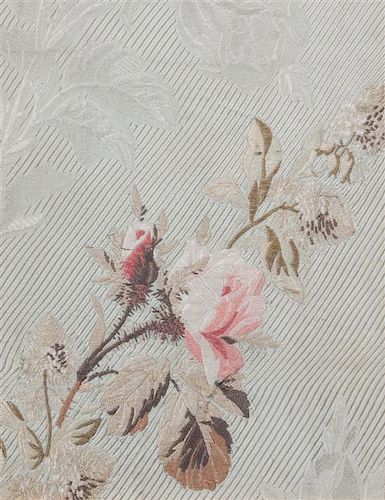Three Embroidery Panels on Silk Height of largest 11 1/4 x width 11 1/4 inches.