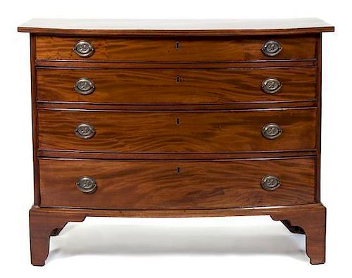 A Chippendale Mahogany Bow Front Chest Height 32 inches.