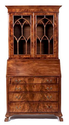 A Mahogany Secretary Bookcase Height 80 x width 40 x depth 22 inches.