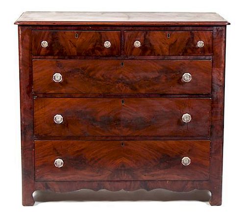An American Mahogany Chest of Drawers Height 39 x width 43 x depth 19 inches.