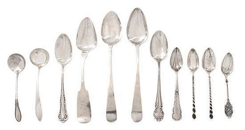 An Assembled Collection of Silver Spoons Length of longest 9 inches.