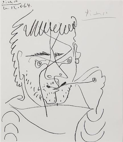 Pablo Picasso, (Spanish, 1881-1973), Homage To H.D. Kahnweiler (The Smoker), 1964