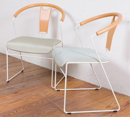 Wegner Style Barrel Back Chairs, Pair