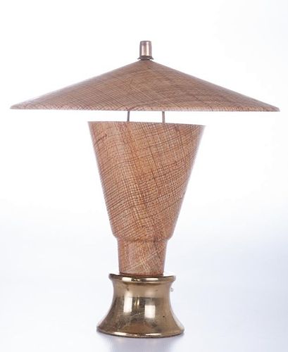 Atomic Era Fiberglass & Burlap Desk Lamp