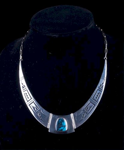 Philbert Poseyesva Sterling & Turquoise Necklace