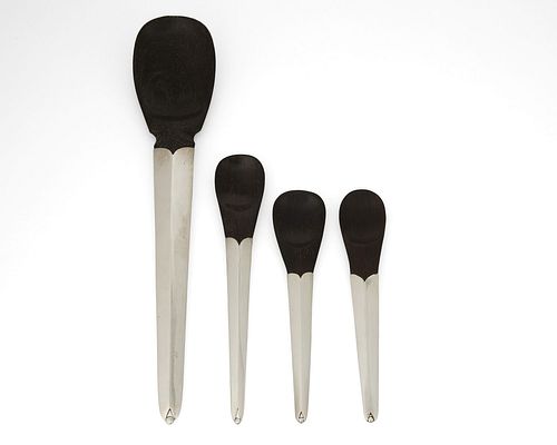 A group of William Spratling sterling silver and ebony spoons