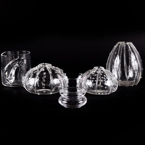 Group of Five Clear Glass Vessels 