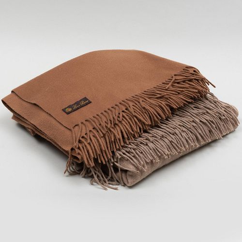 Loro Piana Cashmere Shawl and Another Cashmere Throw Blanket