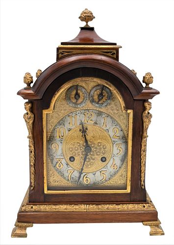 George III Mahogany Chime Bracket Mantle Clock