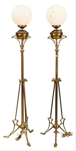 Pair of Brass Piano Lamps