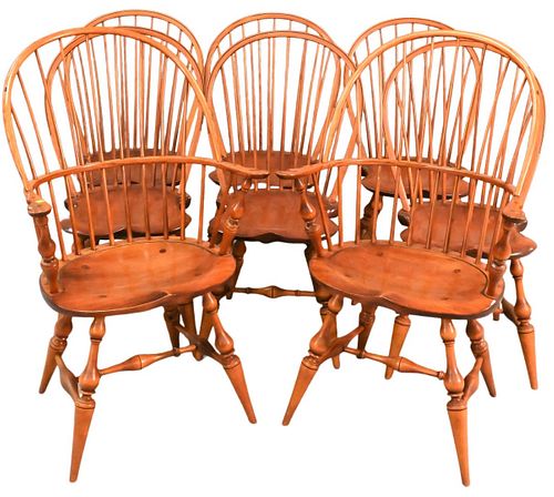 Set of Eight D.R. Dimes Windsor Style Chairs