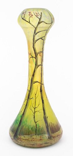 Francois-Theodore Legras Enameled Cameo Glass Vase