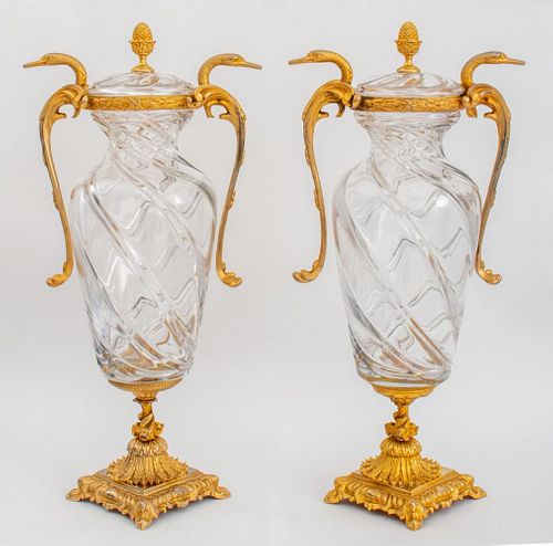 Belle Epoque Style Giltmetal Mounted Crystal Vases