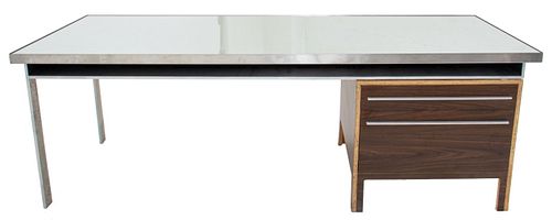 Postmodern Architect-Designed Plywood & Steel Desk