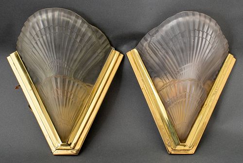 Noverdy French Art Deco Frosted Glass Sconces, 2