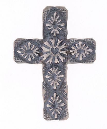 Navajo Repousse Large Cross Necklace Pendant