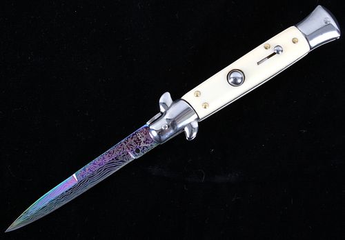 AKC Italian Ivory Stiletto Switchblade Knife