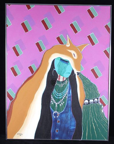 Original A. Harvey Native American Painting c.1984