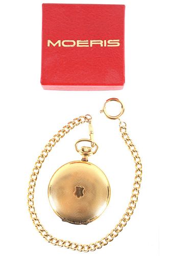 Moeris Grand Prix Gold Pocket Watch & Original Box