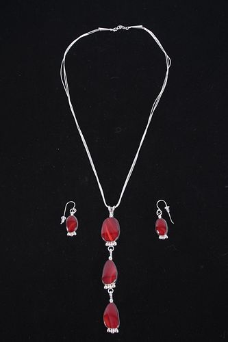 Navajo Red Jasper Necklace & Earrings
