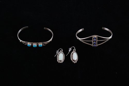 Navajo Sterling Opal Bracelets & Opal Earrings