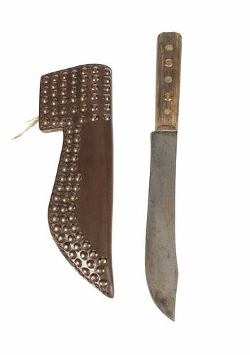 Circa 1890 Blackoot Tacked Sheath & Trade Knife