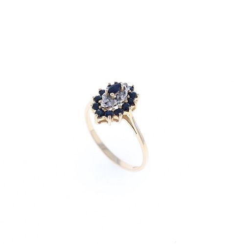 Diamonds and Spinel 14K Two-tone Gold Ring